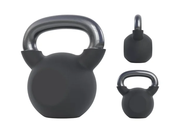 Black Kettlebells Isolated White Background Fitness Sport Training Lifting Concept — Stock Photo, Image