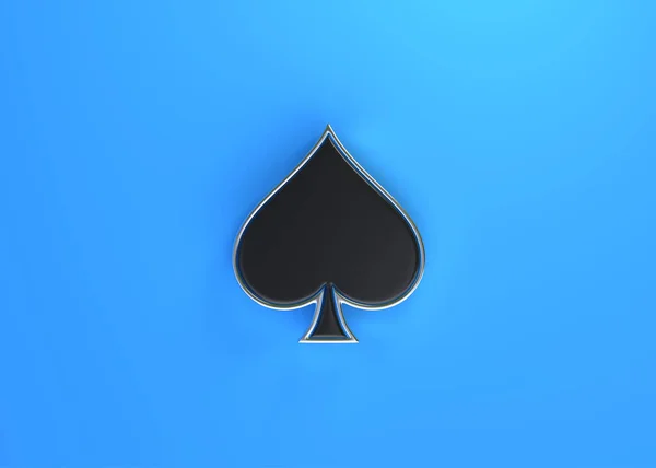 Esa Hrací Karty Symbol Pikes Černými Barvami Izolované Modrém Pozadí — Stock fotografie