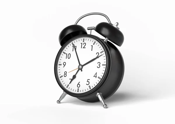 Relógio Alarme Vintage Preto Isolado Fundo Branco Ilustração Renderização — Fotografia de Stock