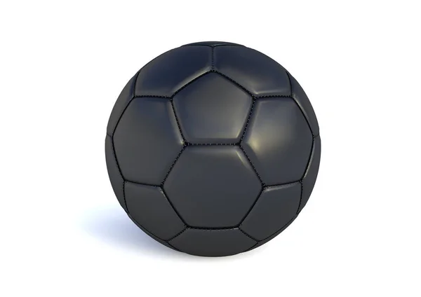 白の背景に隔離された古典的なデザインのブラックサッカーボール 3Dレンダリング図 — ストック写真