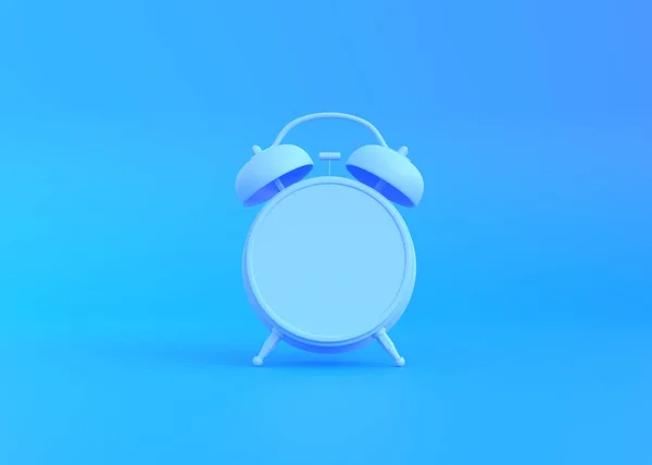 Reloj Despertador Mesa Azul Sobre Fondo Azul Brillante Colores Pastel — Foto de Stock