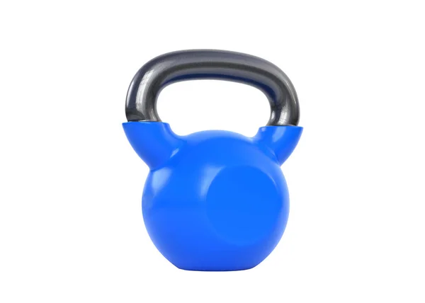 Realistisk Blå Iron Kettlebell Isolerad Vit Bakgrund Gym Och Träningsutrustning — Stockfoto