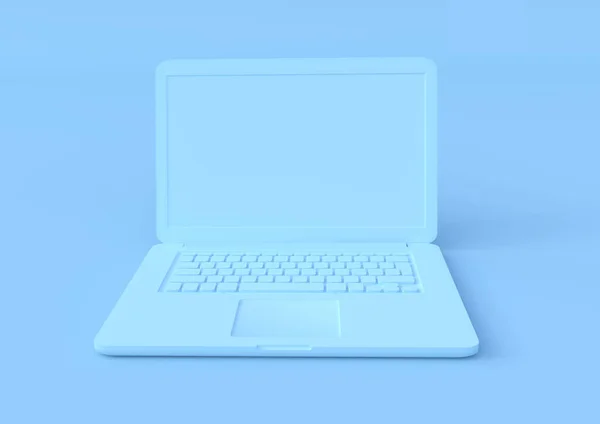 Blauer Laptop Isoliert Auf Blauem Hintergrund Pastellfarbenes Notizbuch Tragbarer Computer — Stockfoto