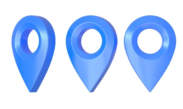 Ponteiro Mapa Realista Isolado Fundo Branco Ícone Marcador Mapa Azul — Fotografia de Stock