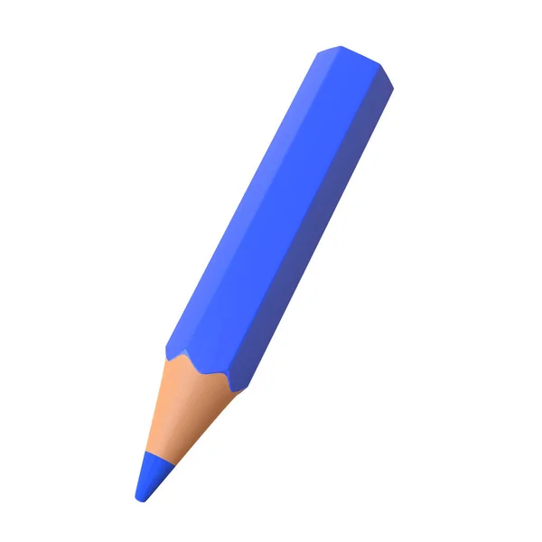 蓝色铅笔孤立在白色背景上 3D渲染说明 — 图库照片