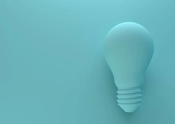 Blaue Glühbirne Auf Hellblauem Hintergrund Pastellfarben Minimalismus Konzept Darstellung — Stockfoto