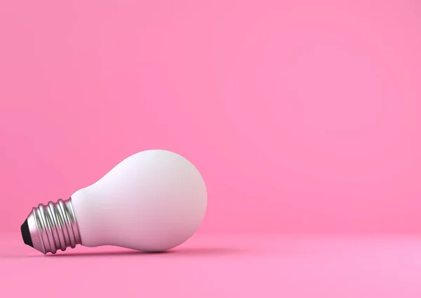 Weiße Glühbirne Auf Hellrosa Hintergrund Pastellfarben Minimalismus Konzept Kluge Idee — Stockfoto