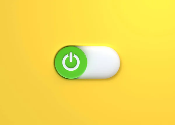 Power Power Button Open Button Εικονίδιο Κίτρινο Φόντο Εικόνα Τρισδιάστατης — Φωτογραφία Αρχείου