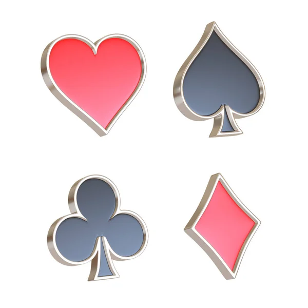 Aces Playing Cards Symbol Clubs Diamond Ons Spades Hearts Red — 图库照片