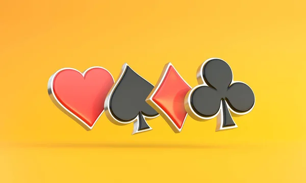 Ași Jucând Cărți Cluburi Simboluri Diamante Pică Inimi Culori Roșii — Fotografie, imagine de stoc