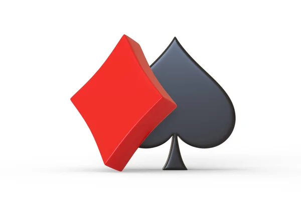 Azen Speelkaarten Symbool Diamons Schoppen Met Rode Zwarte Kleuren Geïsoleerd — Stockfoto