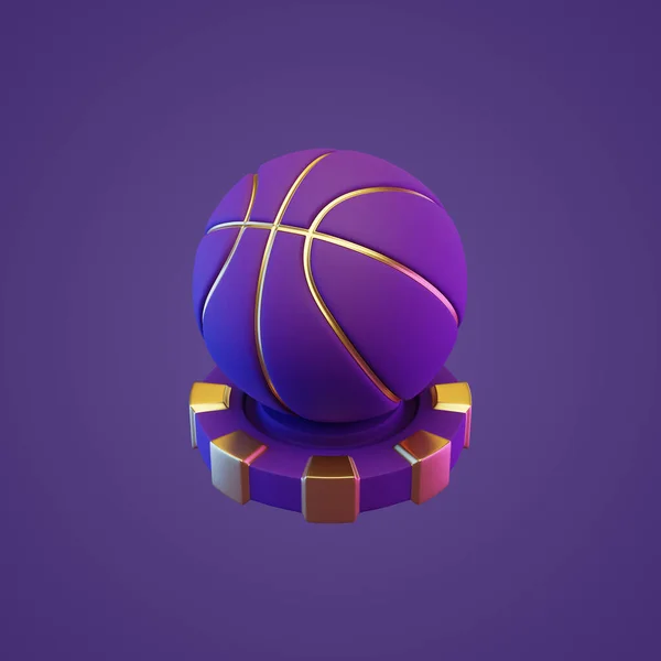 Чіп Покеру Баскетбол Фіолетовому Тлі Ілюстрація Рендеринга — стокове фото