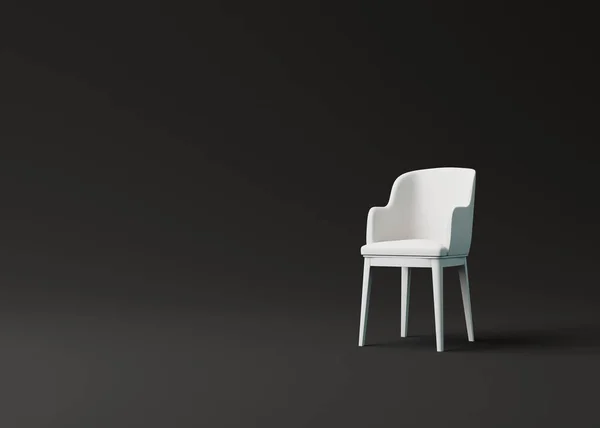 黒い部屋のモダンな椅子 ミニマルスタイルのコンセプト 3Dレンダリング図 — ストック写真