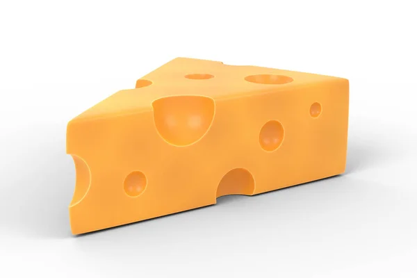 Τυρί Απομονωμένο Λευκό Φόντο Καθιστούν Απεικόνιση — Φωτογραφία Αρχείου