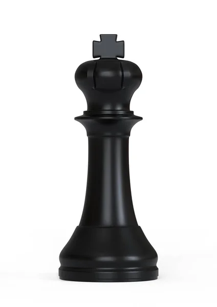 黑国王棋盘孤立在白色背景上 国际象棋游戏人物 国际象棋棋子棋盘游戏战略游戏 3D说明 3D渲染 — 图库照片