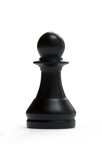 黑色棋子 独立于白色背景 国际象棋游戏人物 国际象棋棋子棋盘游戏战略游戏 3D说明 3D渲染 — 图库照片