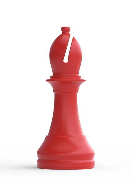 红衣主教棋子被白色背景隔开了 国际象棋游戏人物 国际象棋棋子棋盘游戏战略游戏 3D说明 3D渲染 — 图库照片