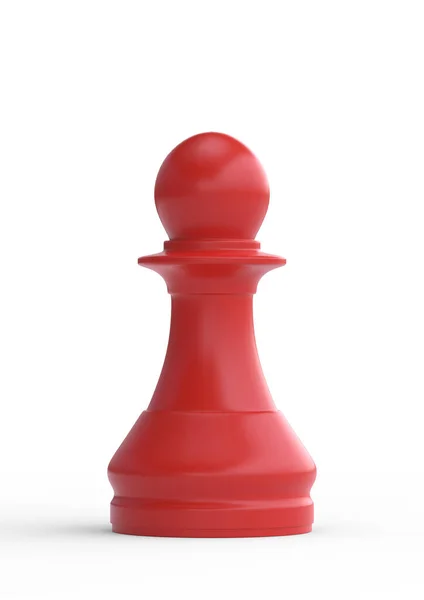 红色棋子在白色背景上被隔离 国际象棋游戏人物 国际象棋棋子棋盘游戏战略游戏 3D说明 3D渲染 — 图库照片