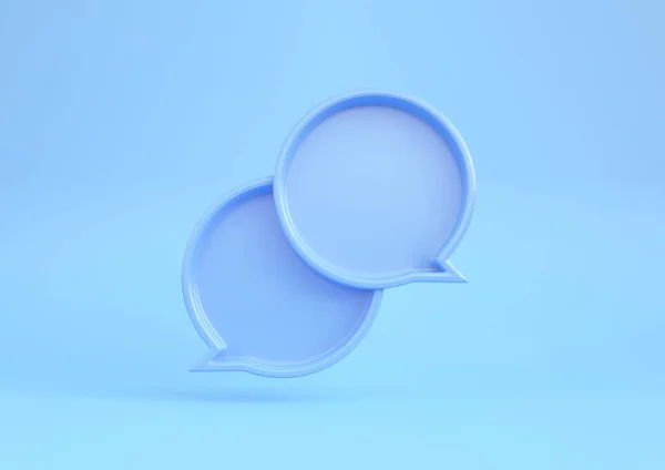 Minimal Runda Blå Chatt Bubblor Isolerade Blå Bakgrund Med Kopieringsutrymme — Stockfoto