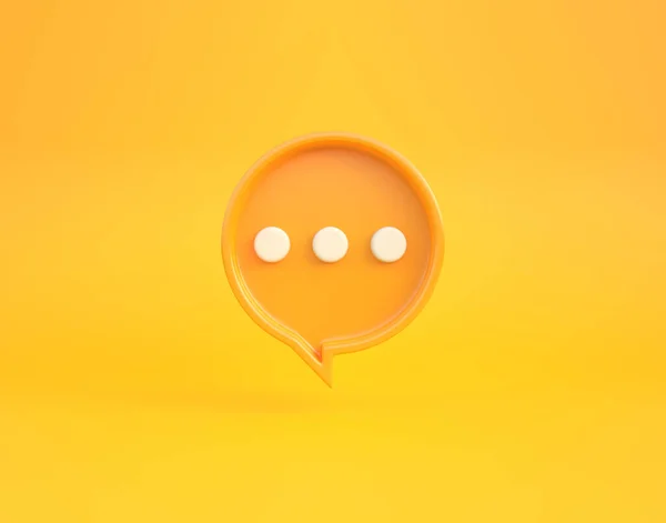 3D极小圆黄色聊天气泡隔离在黄色背胶上 — 图库照片