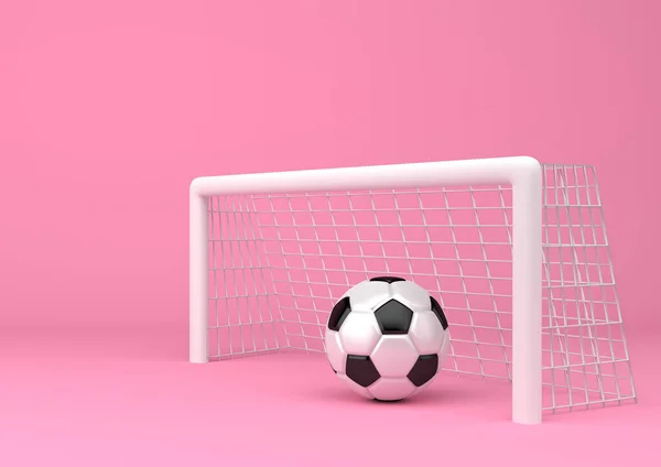 Soccer Ball Football Goal Pastel Yellow Background Minimal Creative Concept — Stock Photo, Image