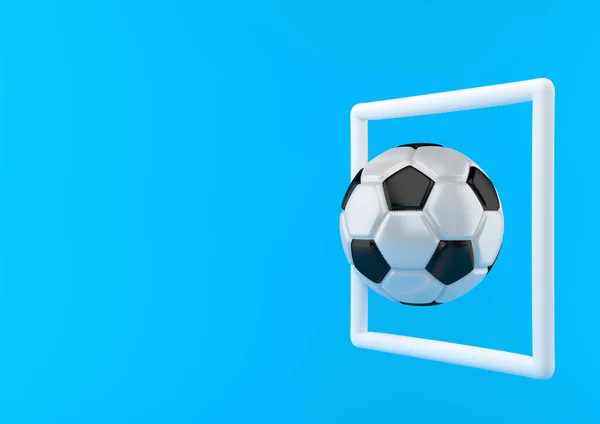Klassisk Fotboll Målet Ljusblå Bakgrund Pastellfärger Minimalism Koncept Fotboll Och — Stockfoto