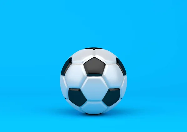 Ballon Football Sur Fond Bleu Pastel Concept Créatif Minimal Illustration — Photo