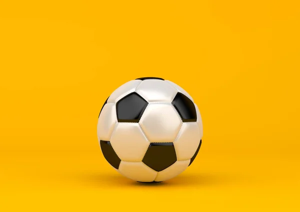Ballon Football Sur Fond Jaune Pastel Concept Créatif Minimal Illustration — Photo