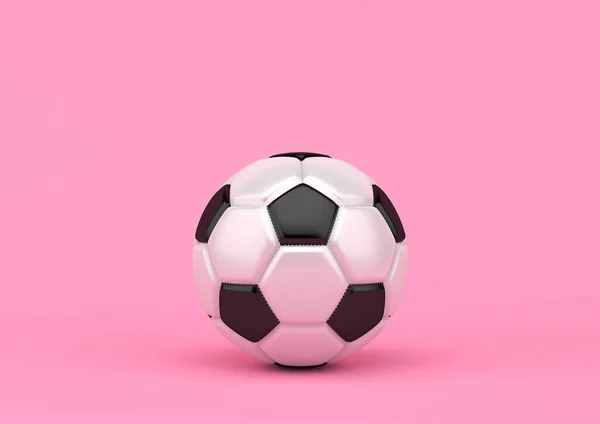 パステルピンクの背景にサッカーボール 最小限の創造的な概念 3Dレンダリング図 — ストック写真