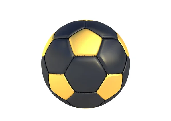 ホワイトを基調としたブラックゴールドのサッカーボール ブラックゴールドサッカーボール 現実的なサッカーの3Dボール 3Dレンダリング図 — ストック写真