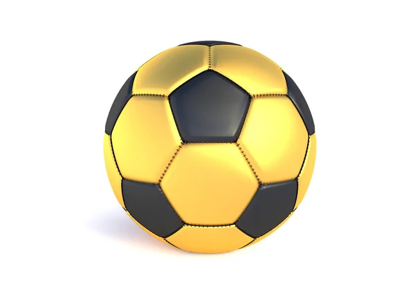 Złota Piłka Wyizolowana Białym Tle Złota Piłka Realistyczna Piłka Nożna — Zdjęcie stockowe