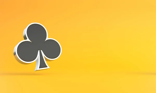 Azen Speelkaarten Symbool Clubs Met Zwarte Kleuren Geïsoleerd Gele Achtergrond — Stockfoto