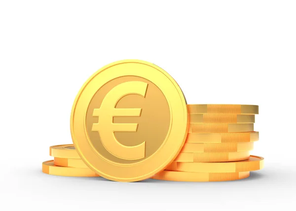 Zlatá Mince Znakem Eura Izolovaná Bílém Pozadí Vykreslování Ilustrace — Stock fotografie