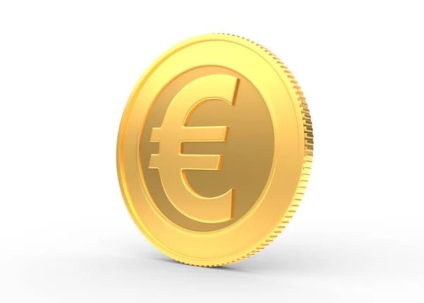 白い背景にユーロ記号で隔離された金のコイン 3Dレンダリング図 — ストック写真
