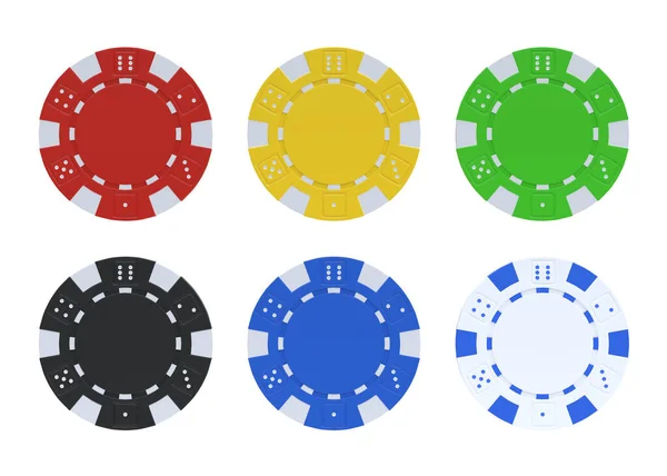 Coleção Fichas Casino Coloridas Isoladas Sobre Fundo Branco Jogo Azar — Fotografia de Stock