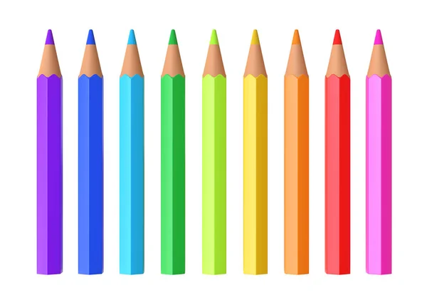 Reális Többszínű Ceruzák Vagy Ceruzák Fehér Alapon Elkülönítve Rendezés Illusztráció — Stock Fotó