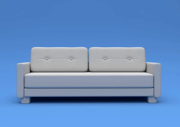 Modern Soffa Isolerad Ett Pastellblått Vardagsrum Töm Interiör Bakgrund Minimalt — Stockfoto