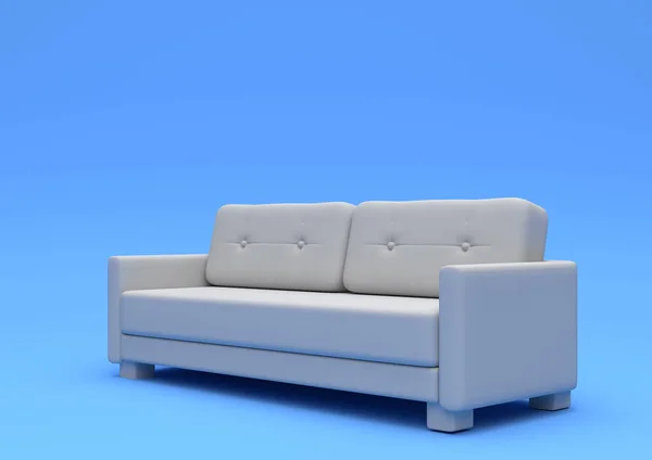Sofá Moderno Sofá Aislado Una Sala Estar Azul Pastel Fondo — Foto de Stock