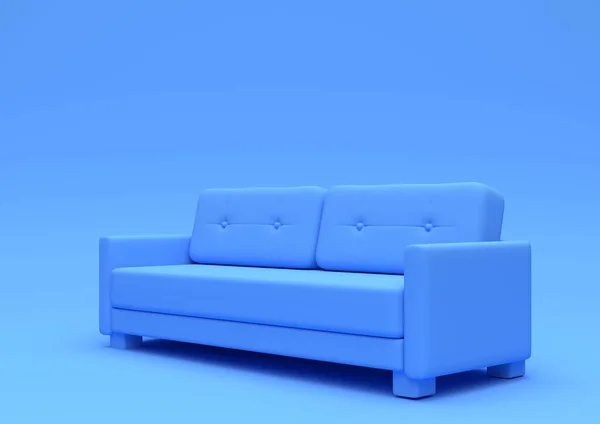 Sofá Moderno Sofá Isolado Uma Sala Estar Azul Pastel Fundo — Fotografia de Stock