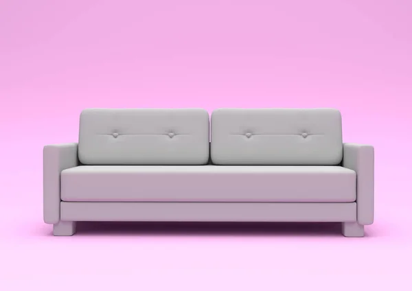 Modern Sofa Isolated Pastel Pink Living Room Empty Interior Background — Stock Photo, Image