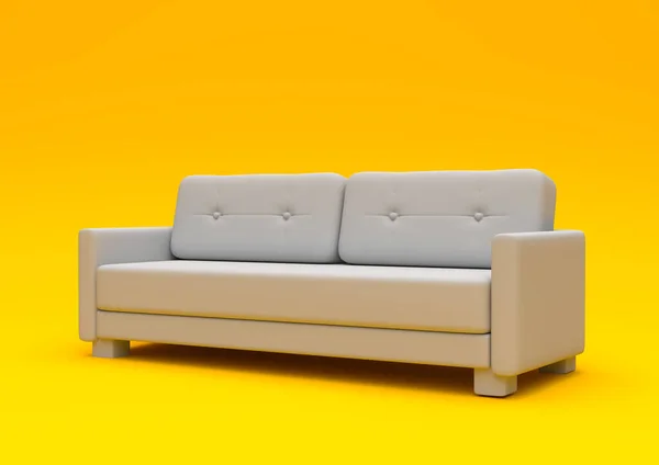 Modernes Sofa Couch Isoliert Auf Einem Pastellgelben Wohnzimmer Leerer Innenraum — Stockfoto