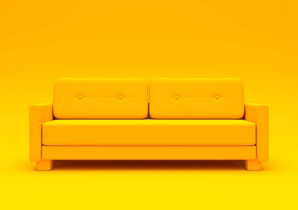 Μοντέρνος Καναπές Καναπές Απομονωμένος Παστέλ Κίτρινο Σαλόνι Άδειο Εσωτερικό Φόντο — Φωτογραφία Αρχείου