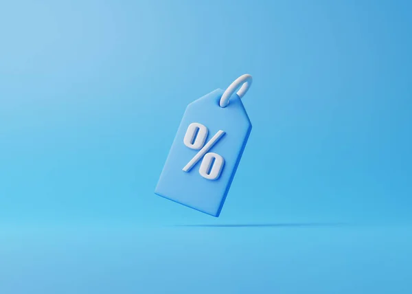 Preço Tag Etiqueta Cupom Desconto Com Sinal Percentual Fundo Azul — Fotografia de Stock