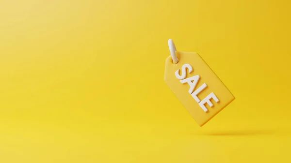 Price Tag Label Discount Coupon Inscription Sale Yellow Background Rendering — Stock Photo, Image