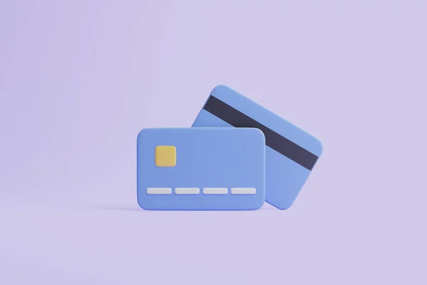 신용카드 아이콘 파스텔 보라색 비즈니스 온라인 렌더링 — 스톡 사진