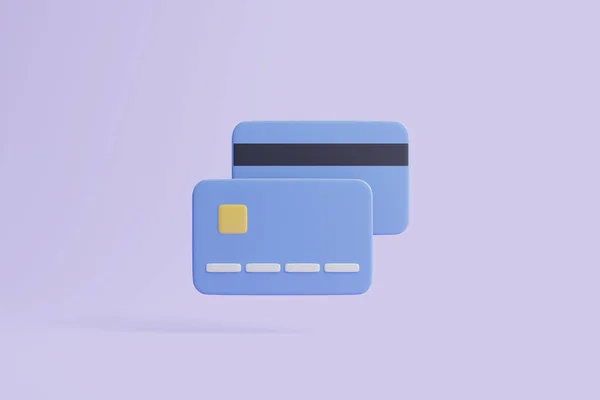 信用卡图标在粉刷背景 业务和在线支付的概念 3D渲染说明 — 图库照片