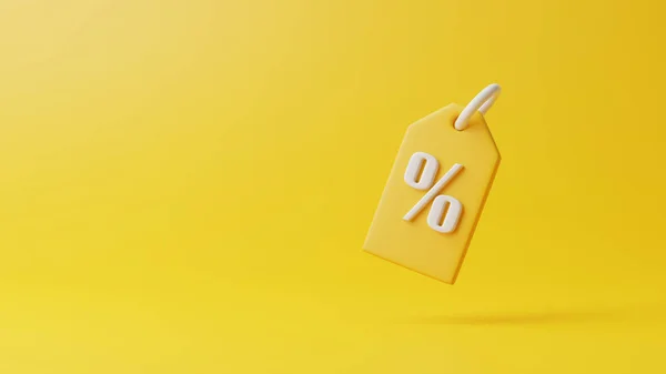 Preisschild Etikett Rabattcoupon Mit Prozentzeichen Auf Gelbem Hintergrund Darstellung — Stockfoto
