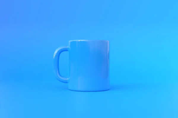 Blaue Keramiktasse Oder Leerer Becher Für Kaffee Getränk Oder Tee — Stockfoto