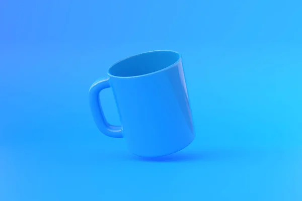 Blue Ceramic Cup Empty Mug Coffee Drink Tea Blue Background — Stock Photo, Image