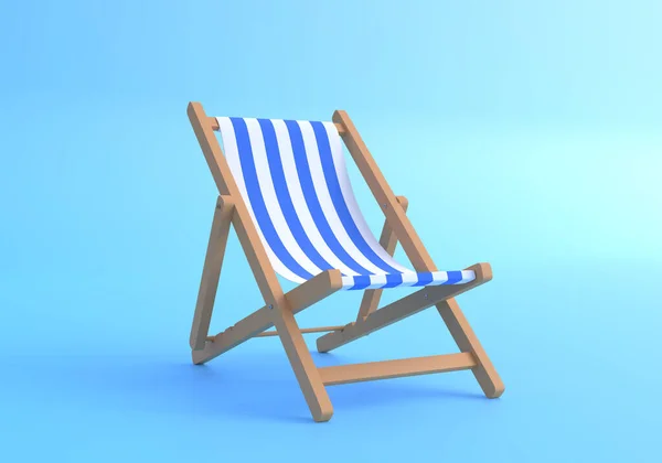 Krzesło Plażowe Jasnoniebieskie Tło Koncepcja Wakacji Koncepcja Minimalizmu Rendering Ilustracja — Zdjęcie stockowe